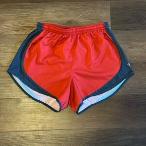 Varsity Red Athletic Shorts with Black Trim